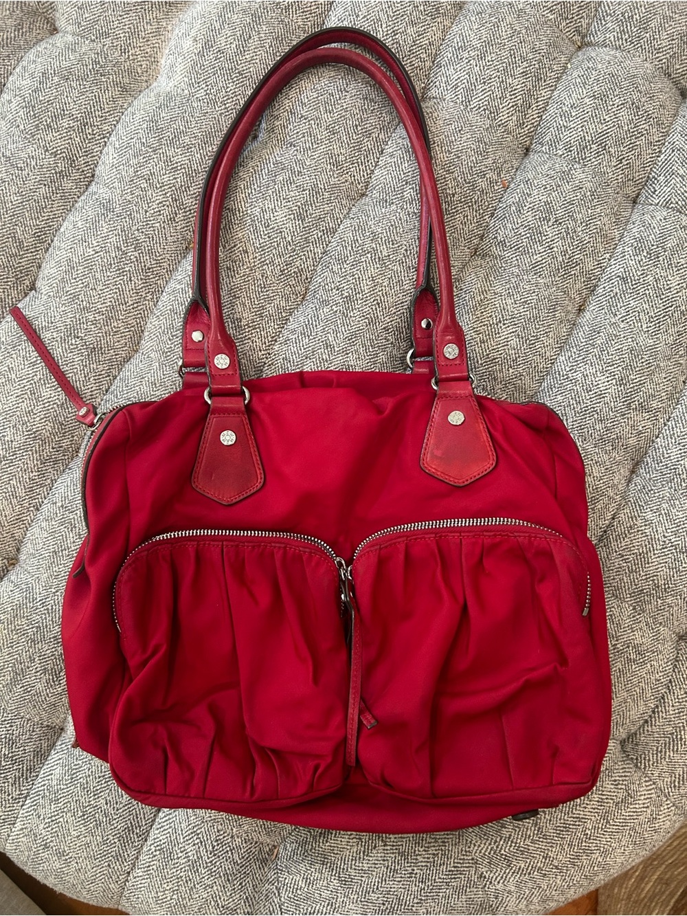 MZ Wallace Baby Jane cherry red bag- and small change purse EUC